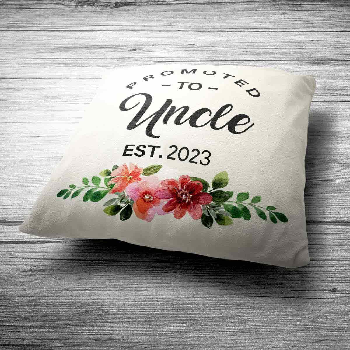 Personalised Promoted to Uncle Cushion