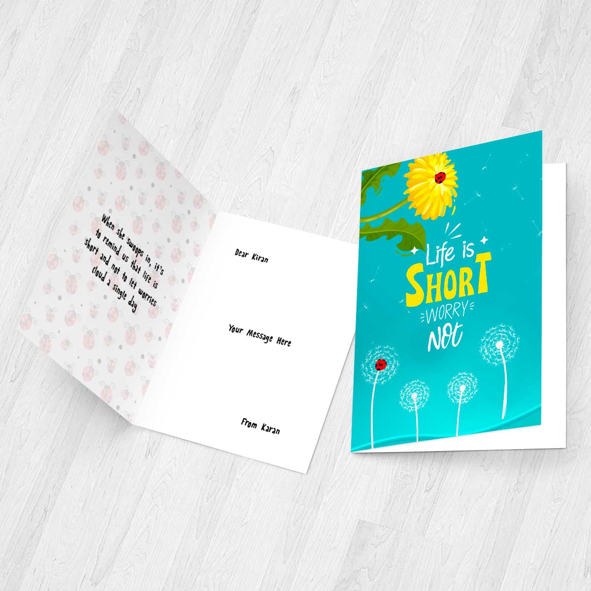 Personalised Life is Short Worry Not Card