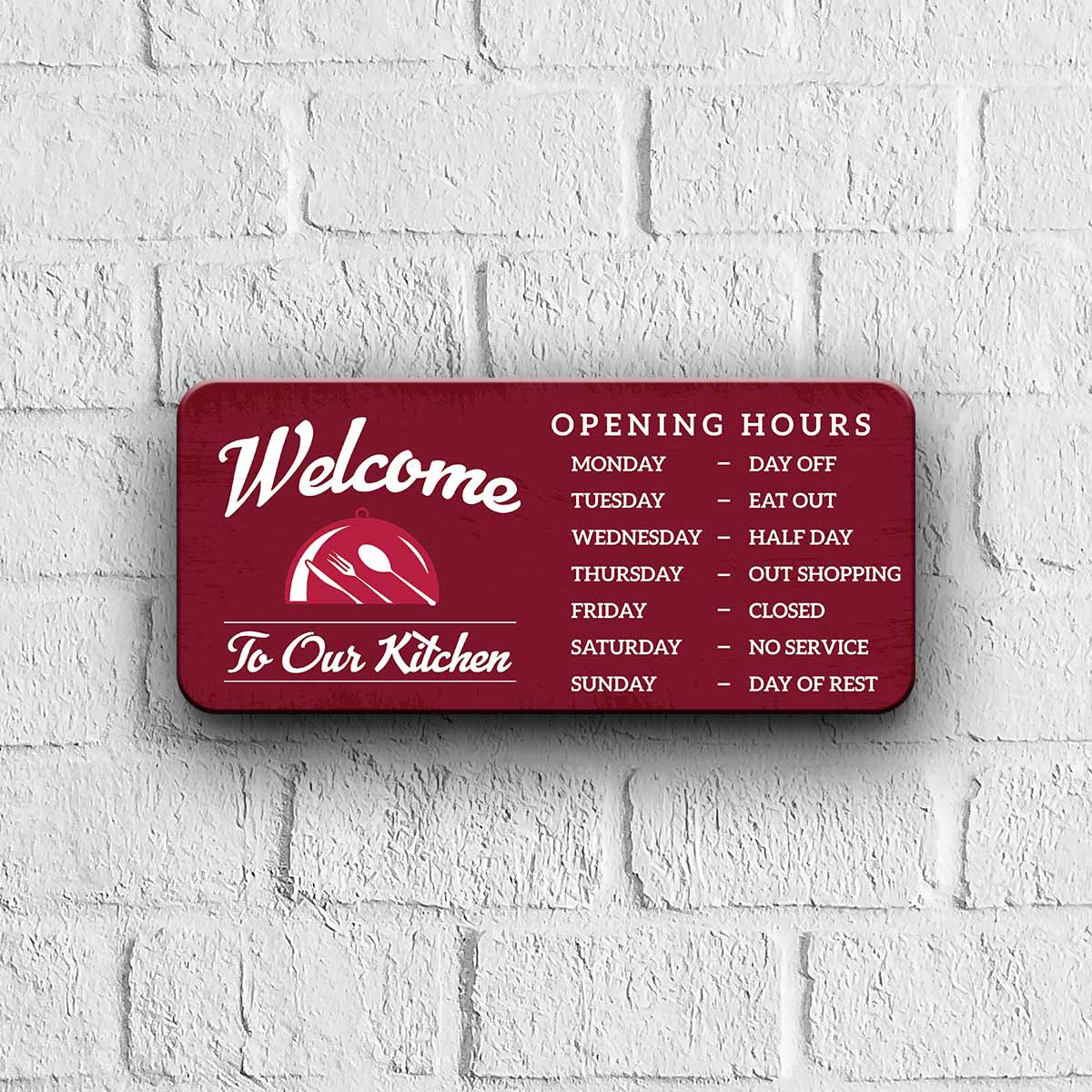 Our Kitchen Working Hours Door Sign