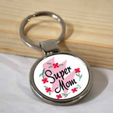 Super Mom Round Metal Keychain