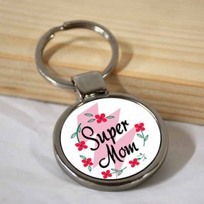 Super Mom Round Metal Keychain-1