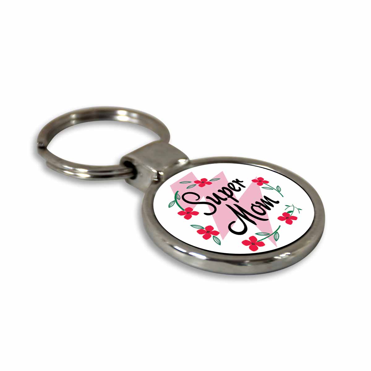 Super Mom Round Metal Keychain-5