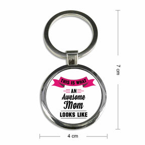 This is what an Awesome Mom Look Like Round Metal Keychain-6