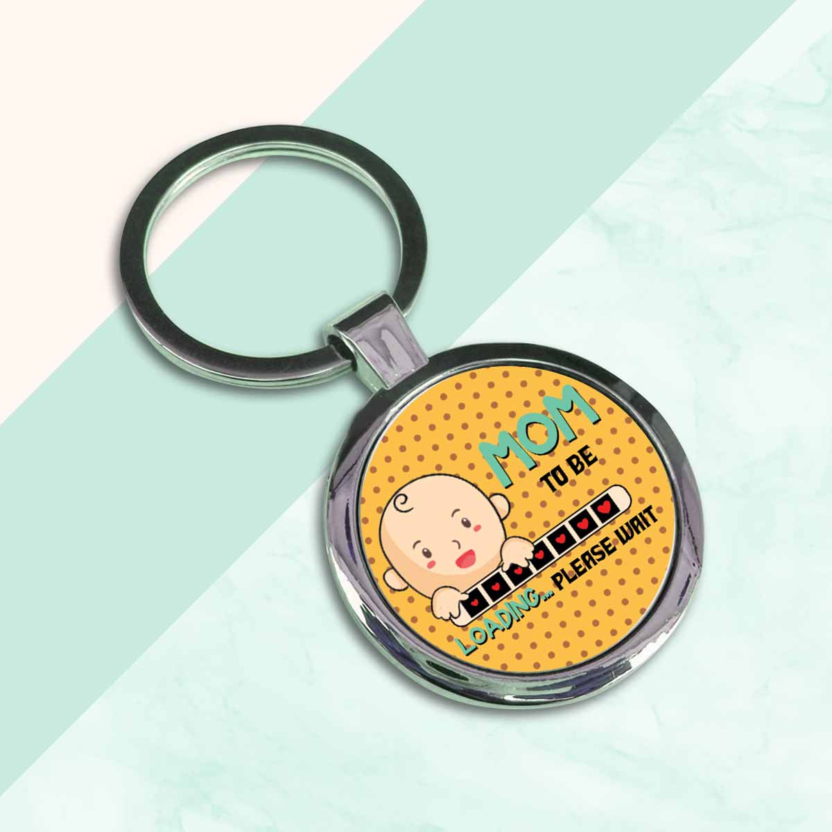 Mom to be Round Metal Keychain-2