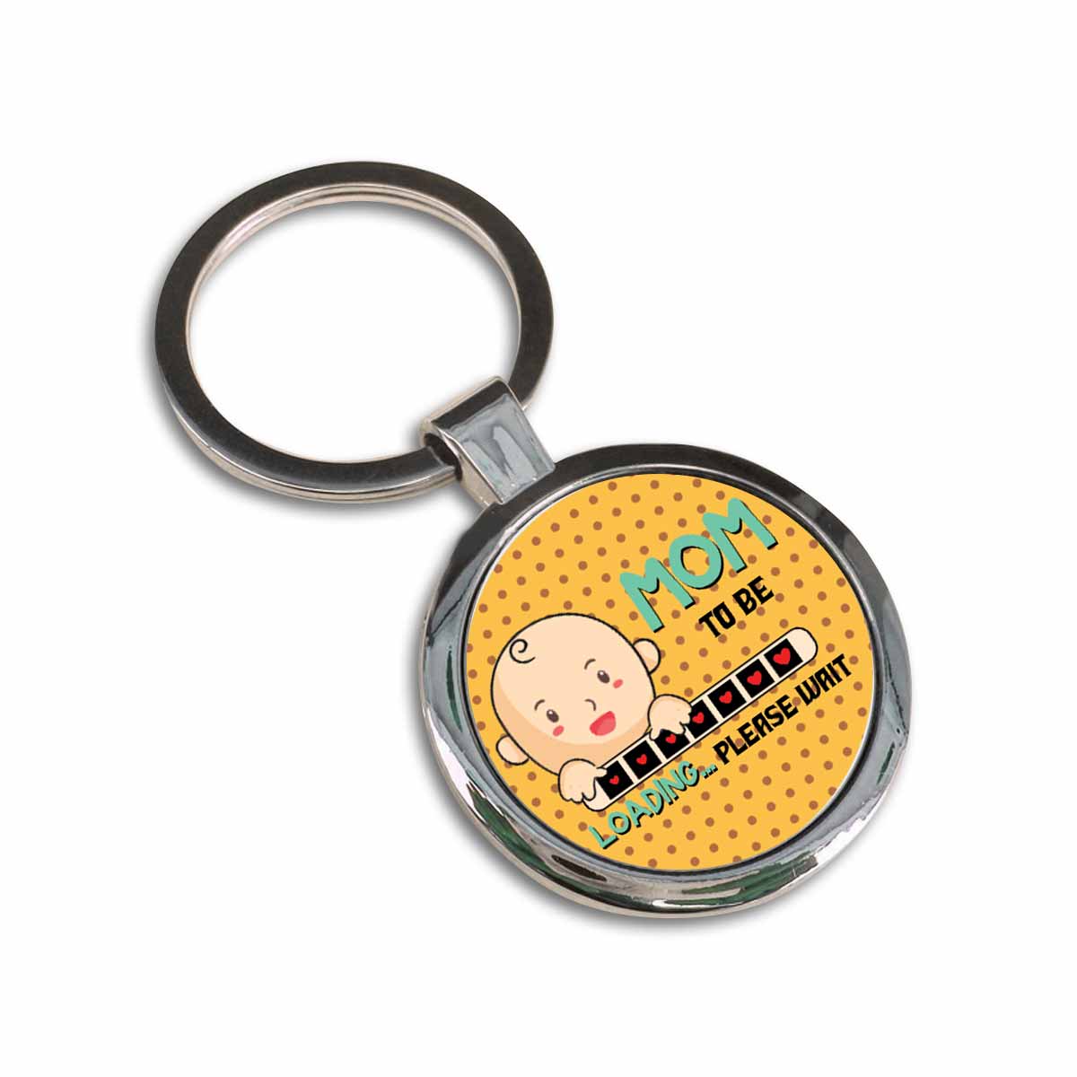 Mom to be Round Metal Keychain