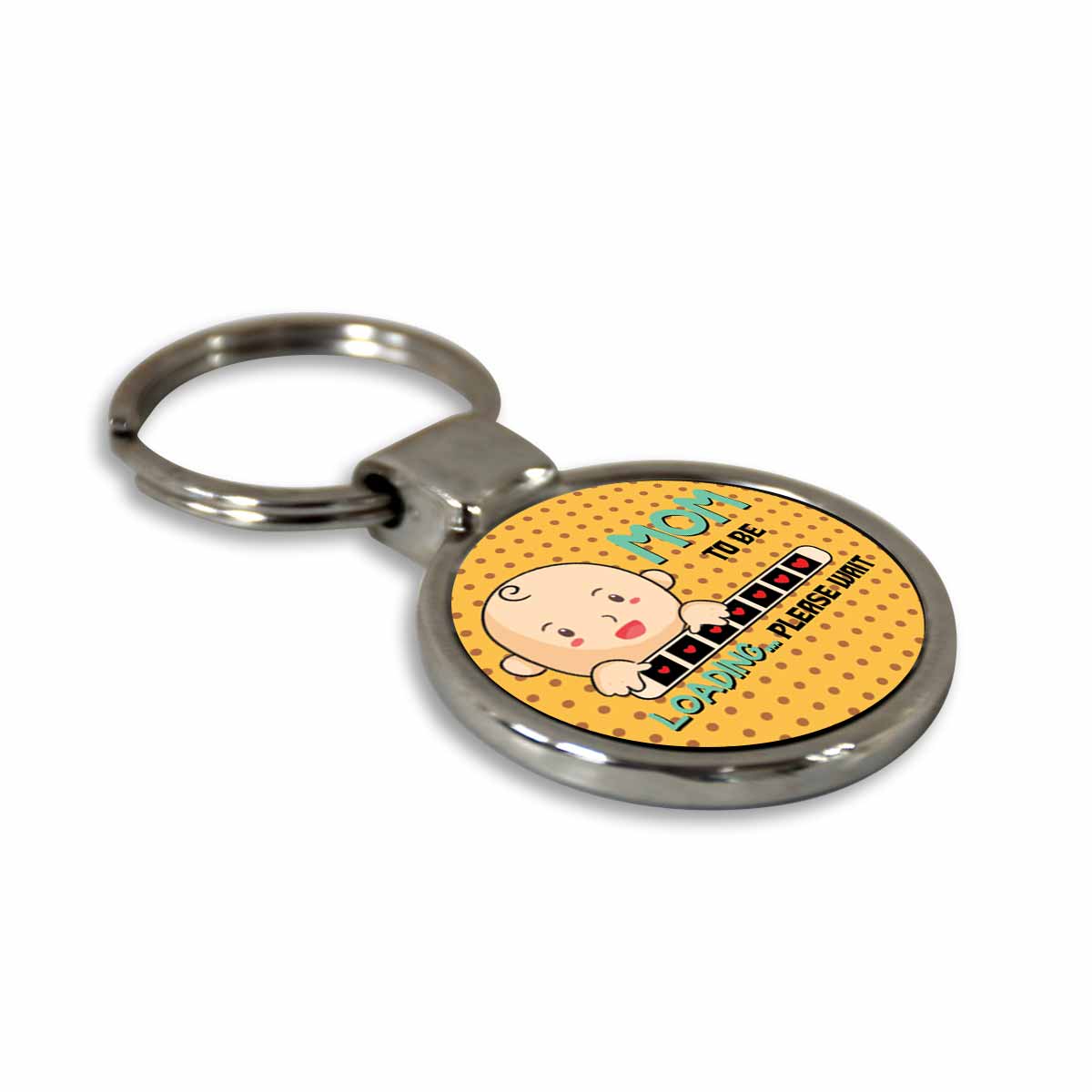 Mom to be Round Metal Keychain