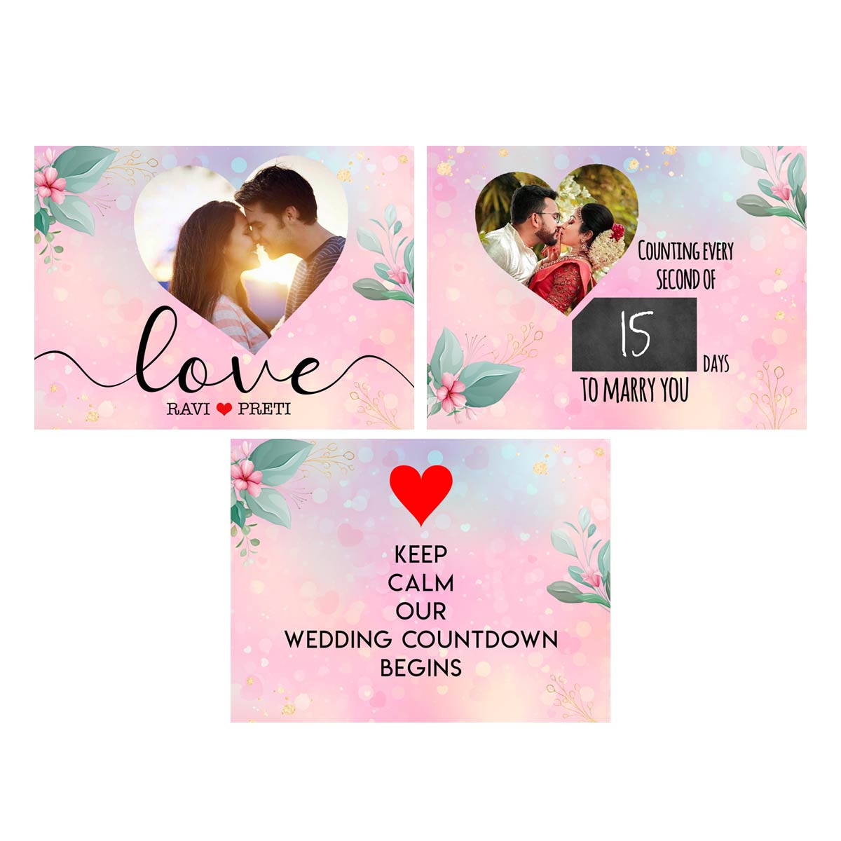 Wedding Countdown Postcards with Easel