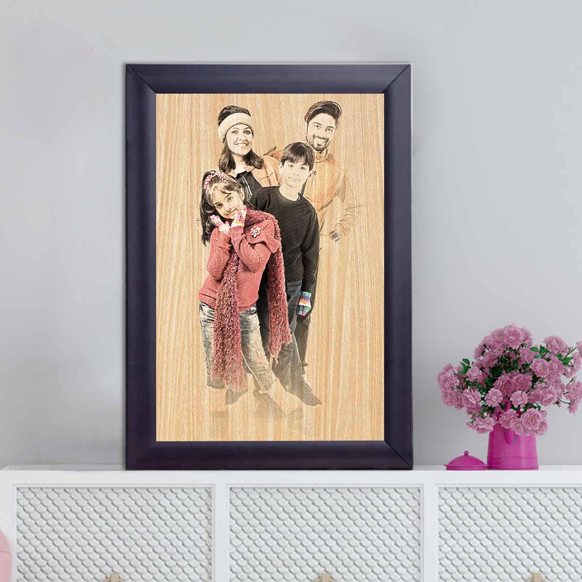 Personalised Wood Texture Print Poster Frame Family