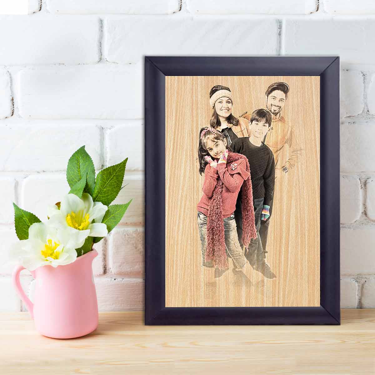 Personalised Wood Texture Print Poster Frame Family