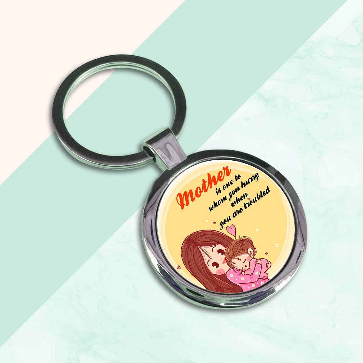Mom is the one who Round Metal Keychain-2