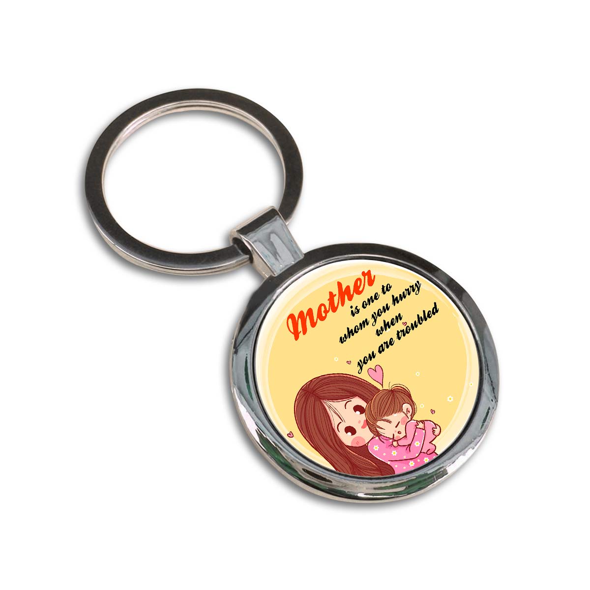 Mom is the one who Round Metal Keychain-4
