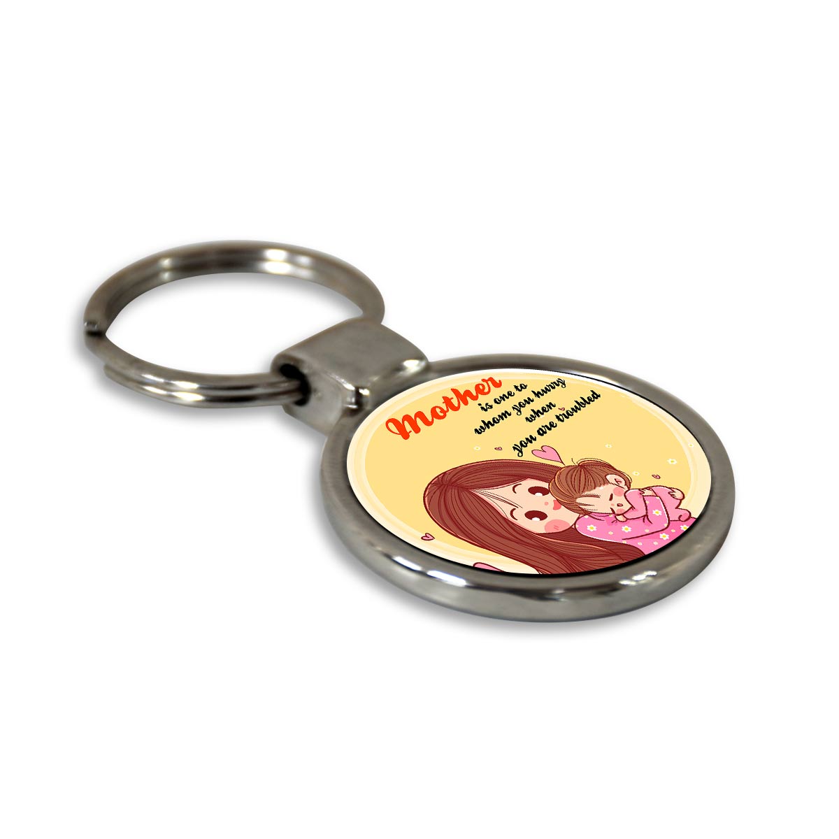 Mom is the one who Round Metal Keychain-5