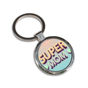 My Super Mom Round Metal Keychain-4