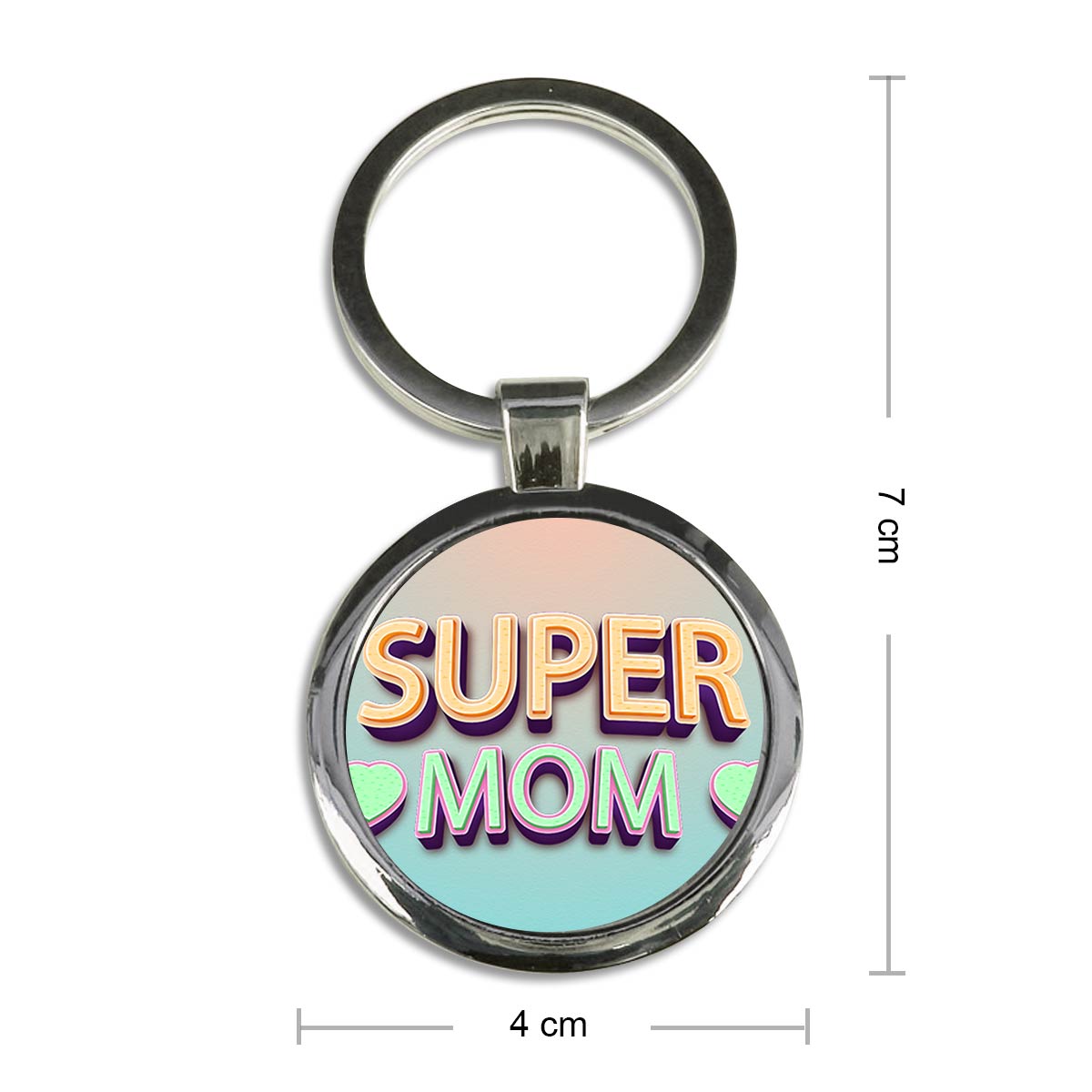 My Super Mom Round Metal Keychain