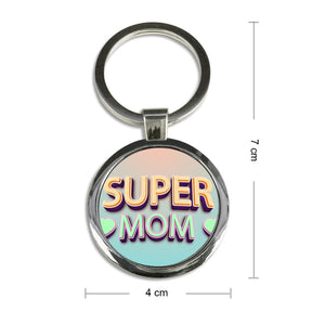 My Super Mom Round Metal Keychain-5