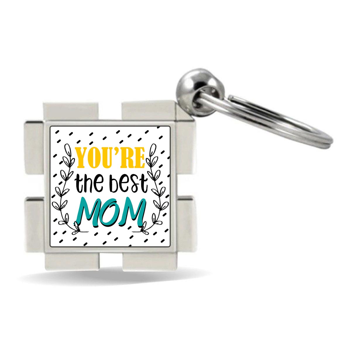 You are the Best Mom Square Metal Keychain-2