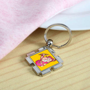 Angry Indian Mom Square Metal Keychain