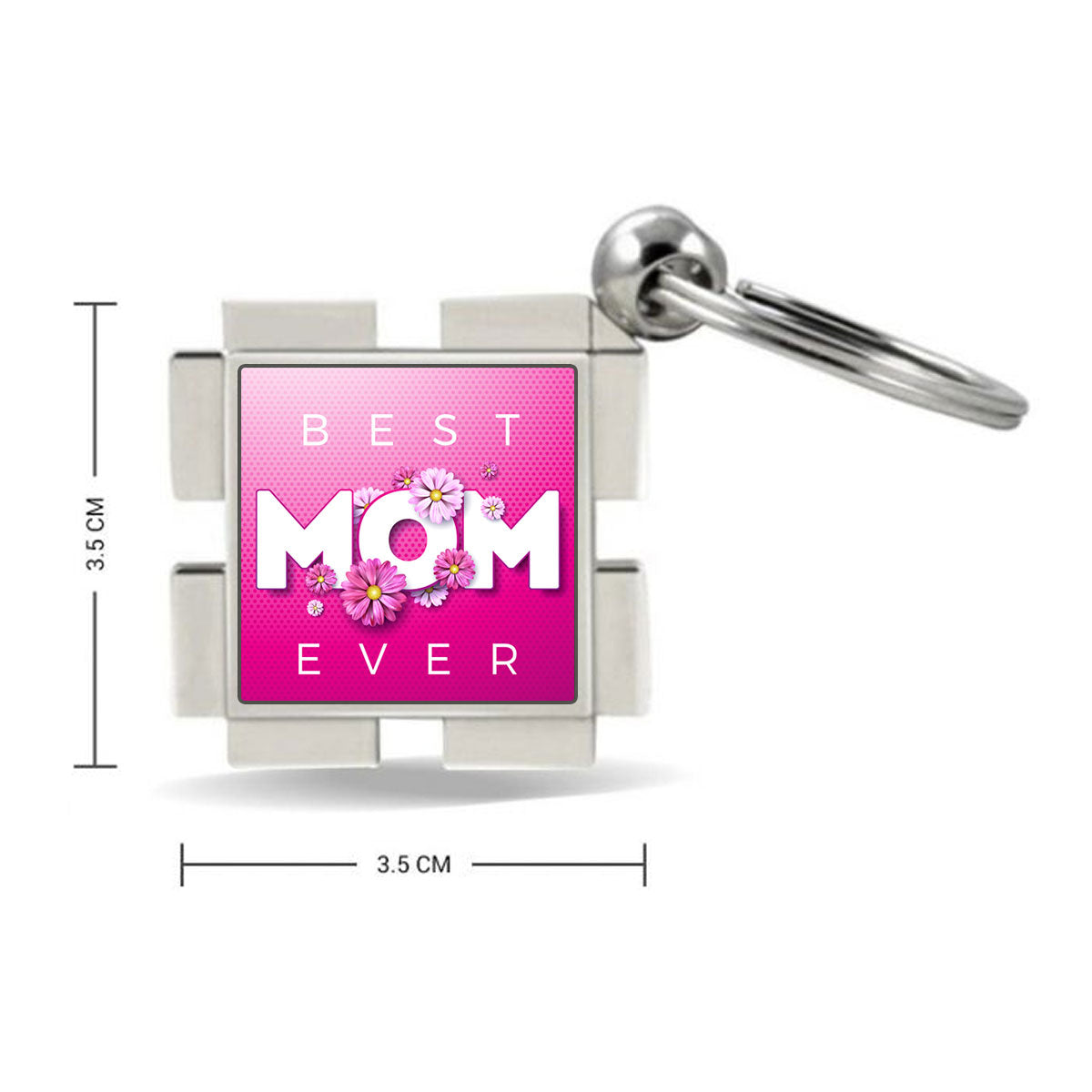 Best Mom Ever Square Metal Keychain-2