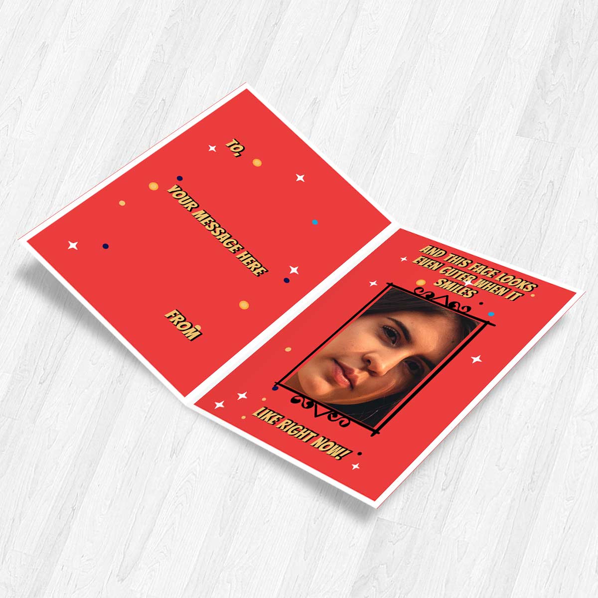 Personalised Cute Face Inside Mirror Card