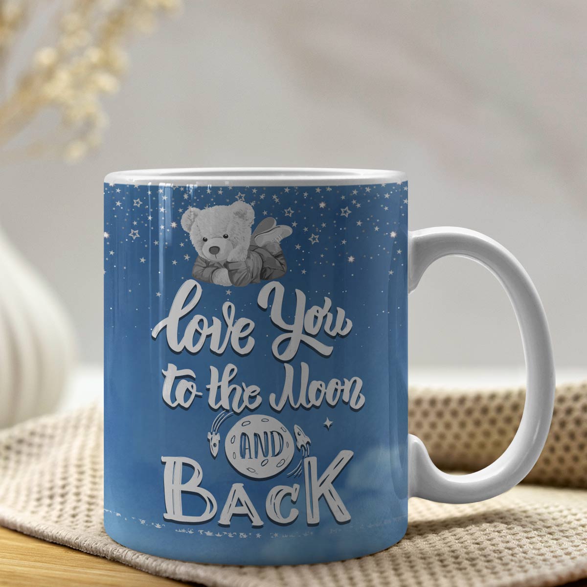 Personalised Love You to the Moon and Back - Teddy Love Coffee Mug-2