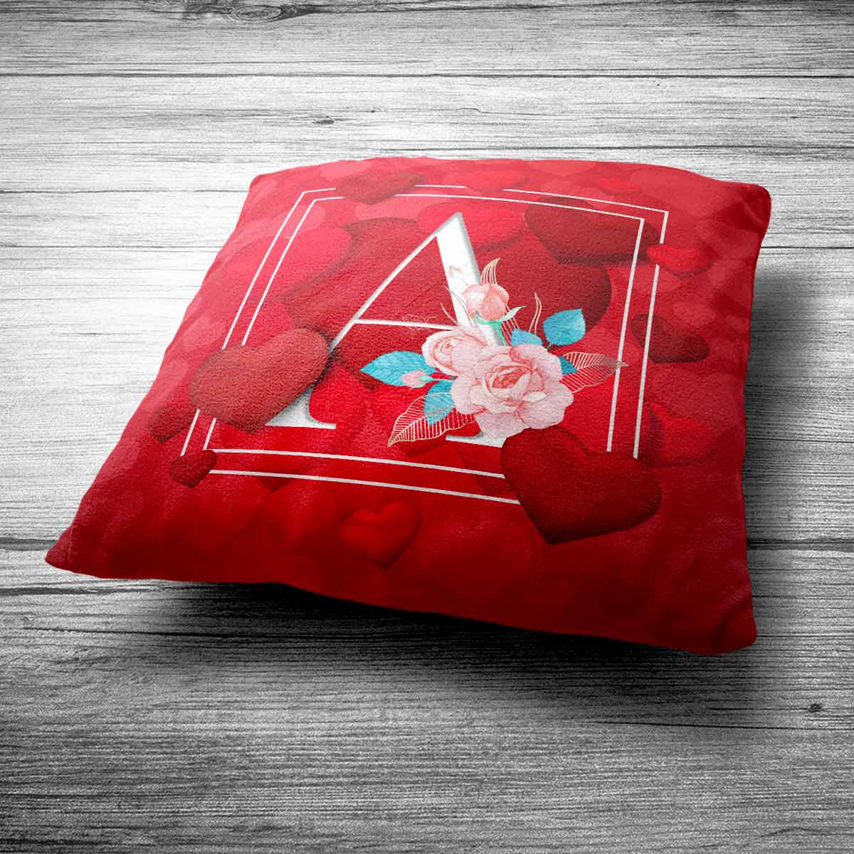 Personalised Love Initial Cushion - Red