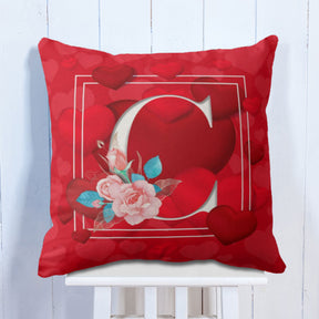 Personalised Love Initial Cushion - Red