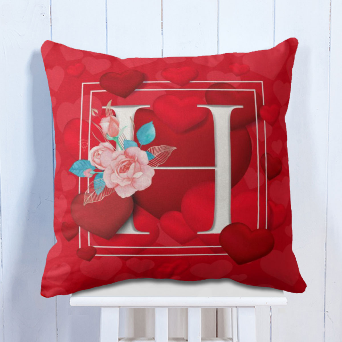 Personalised Love Initial Cushion - Red