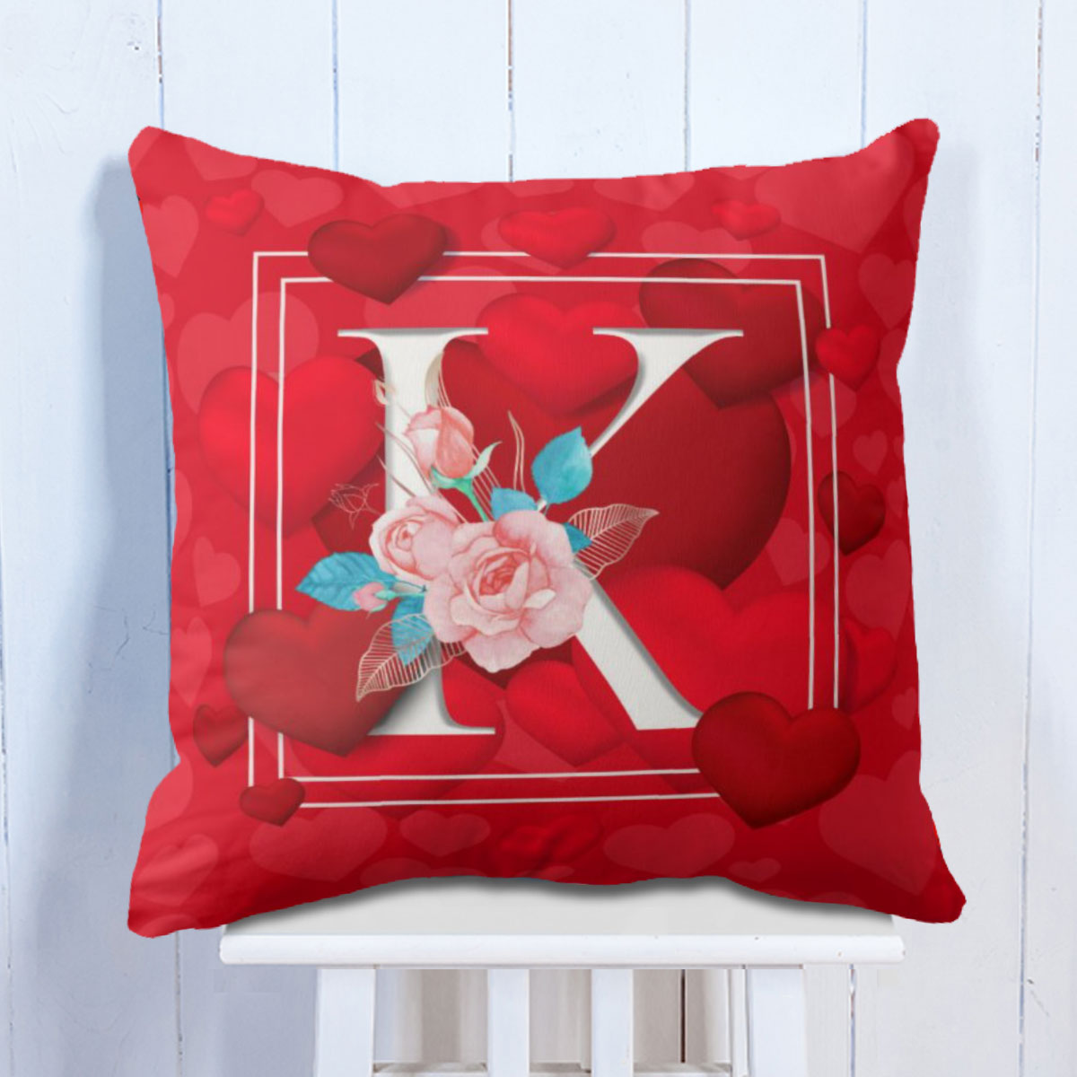 Personalised Love Initial Cushion - Red