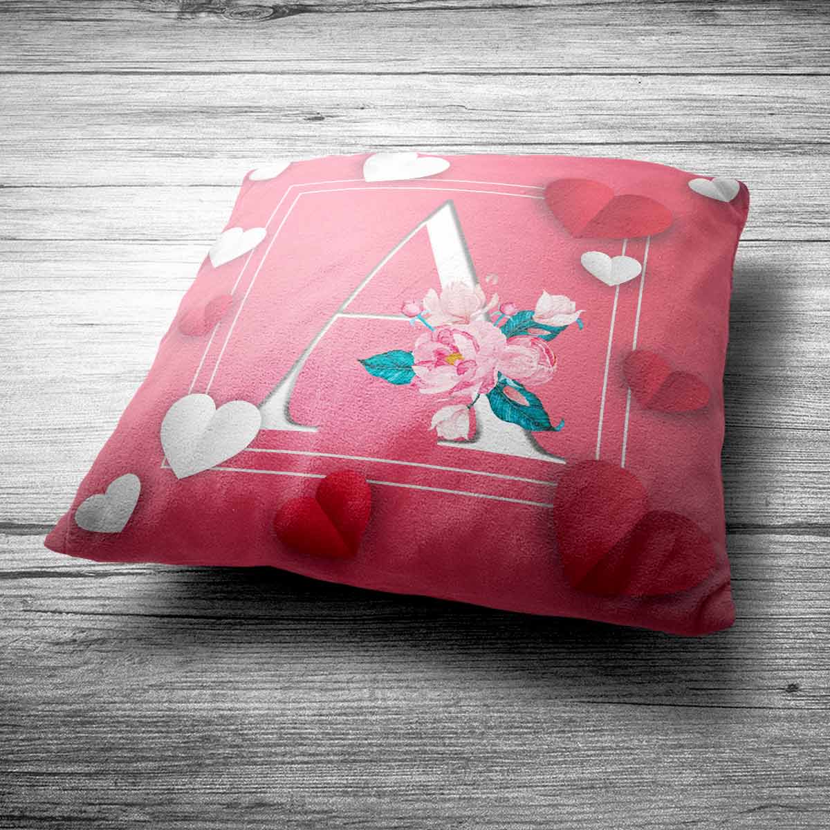 Personalised Love Initial Cushion - Pink