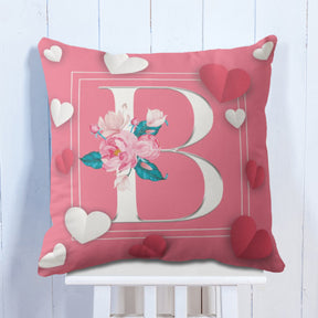 Personalised Love Initial Cushion - Pink