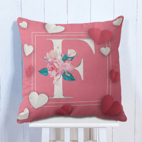 Personalised Love Initial Cushion - Pink