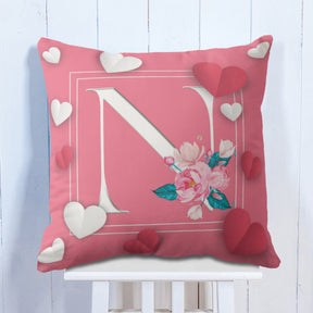 Personalised Love Initial Cushion - Pink