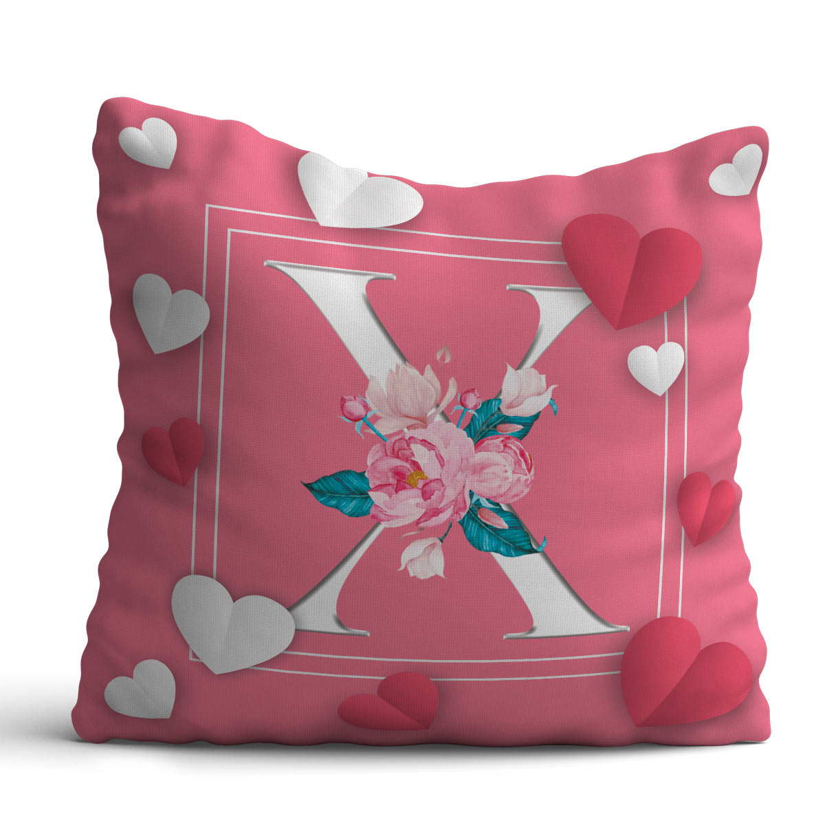 Personalised Love Initial Cushion - Pink