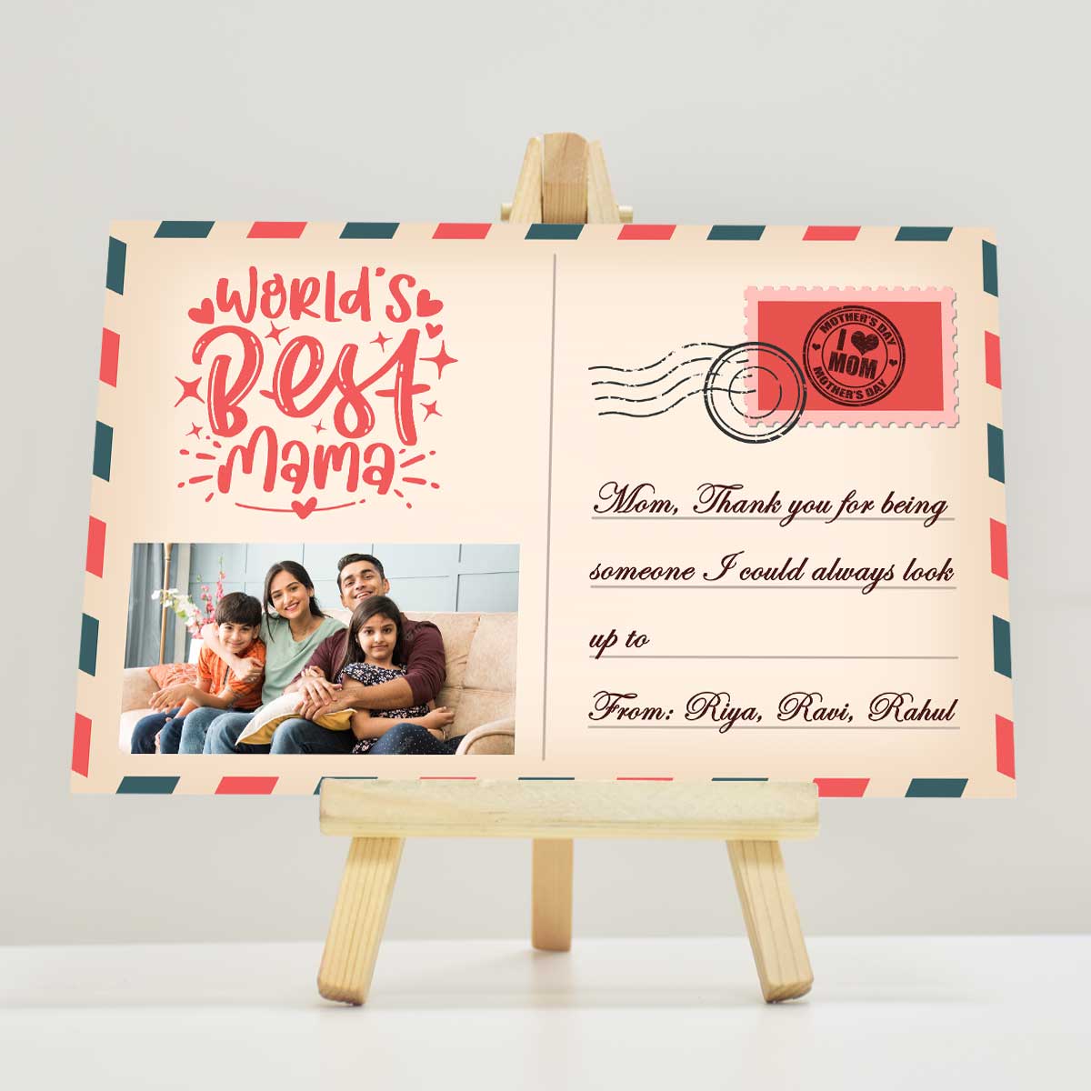 Personalised Mothers Day Postcard with Easel