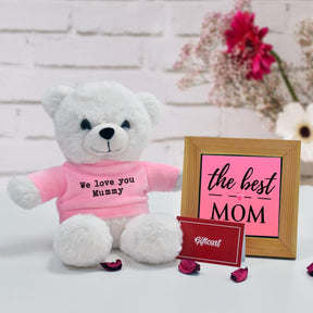 We Love you Mommy Teddy and Table Top with Greeting Card Hamper