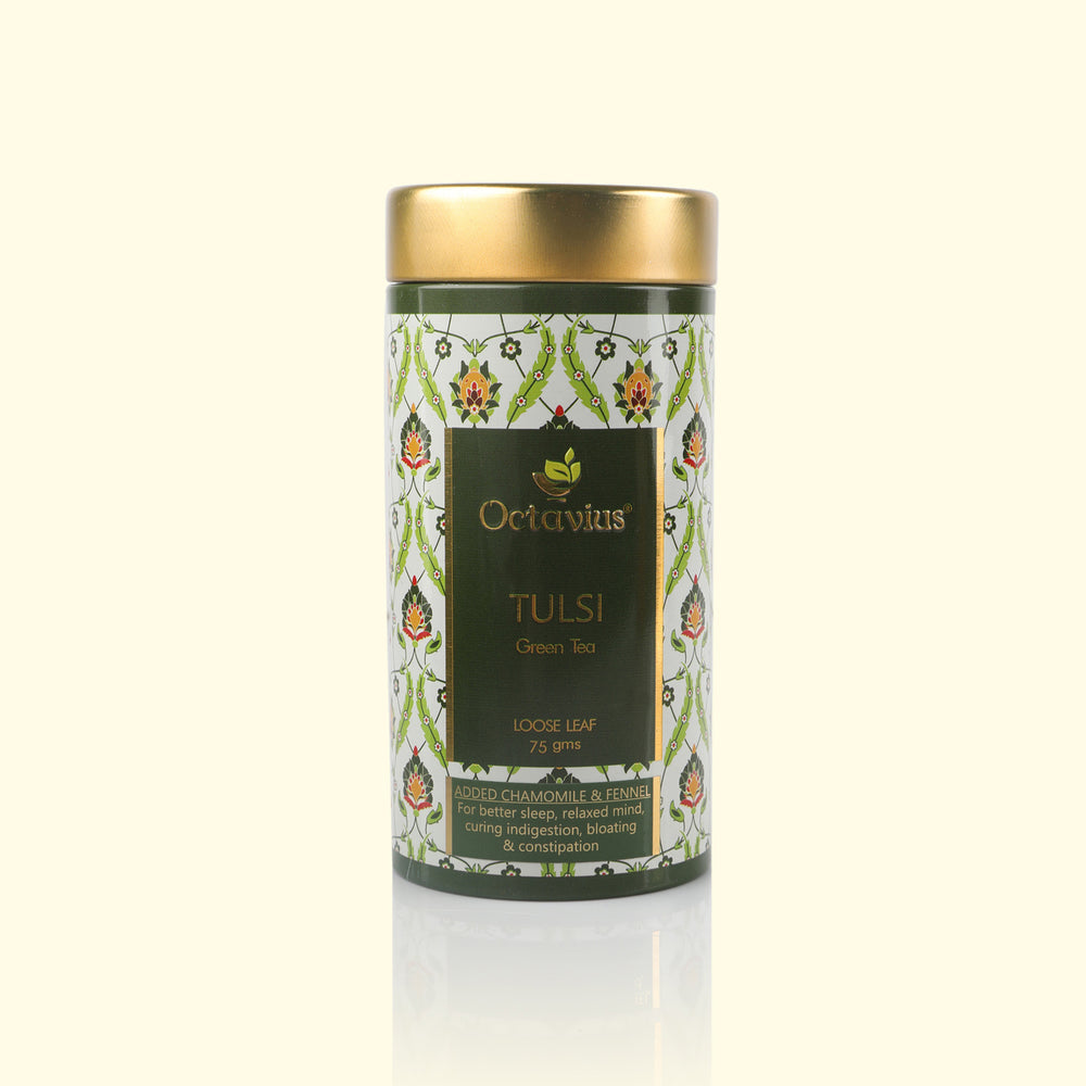 Tulsi Chamomile Fennel Green Tea  Loose Leaf - 75 Gms Tin Can
