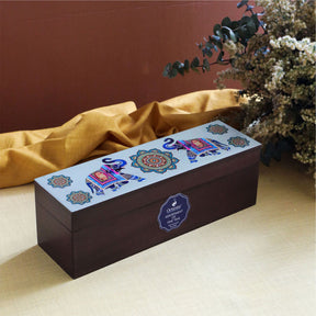 Assortment of Fine Teas- 60 Teabags in Elephant Print Wooden Box