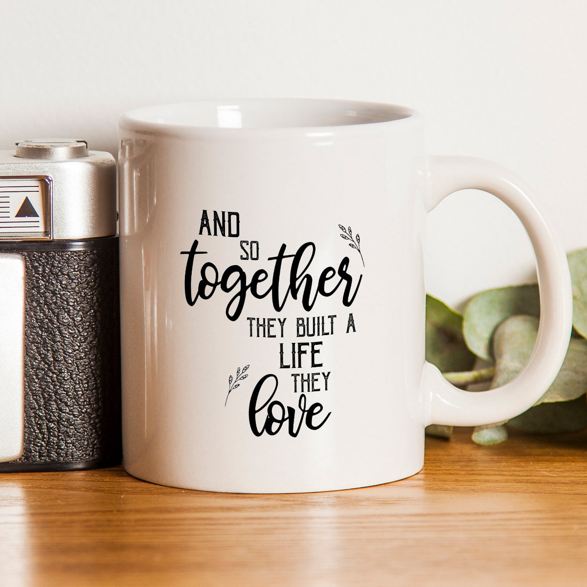 Happily Together Heart Handle Coffee Mug