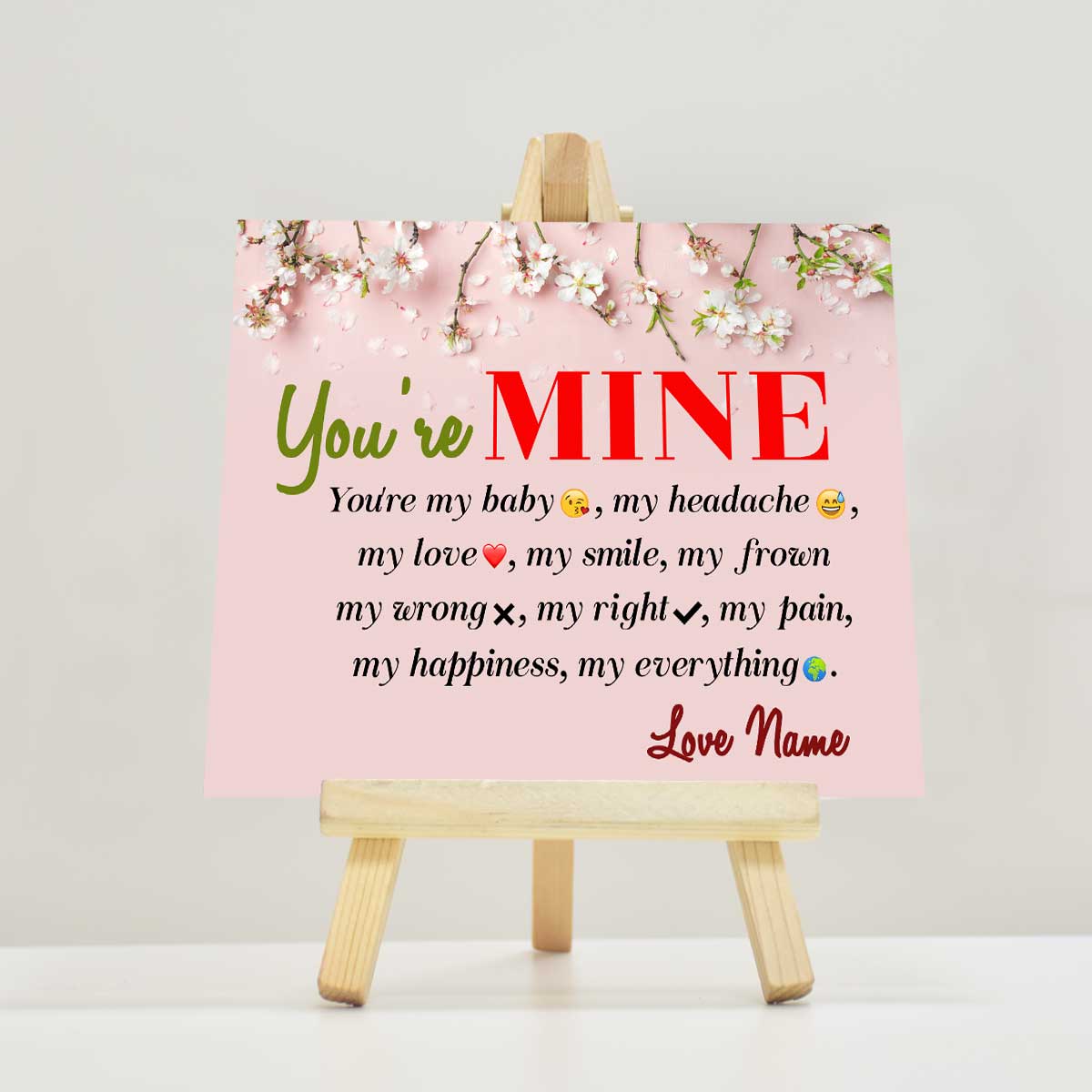 Personalised You Are Mine Mini Easel