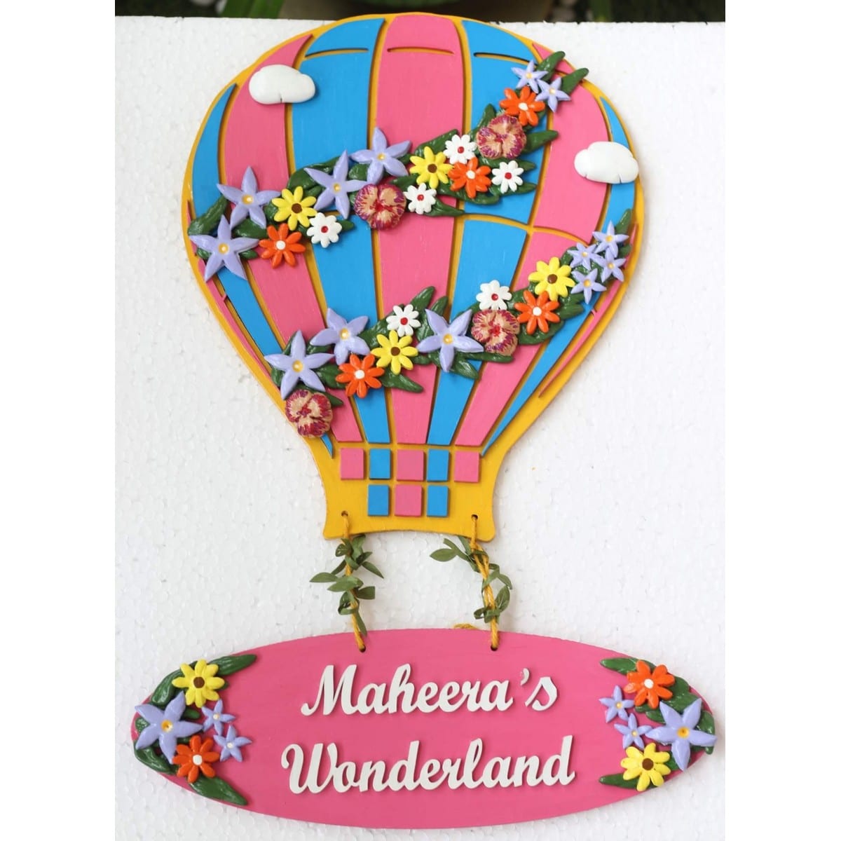 Floral Hot Air Balloon Themed Nameplate