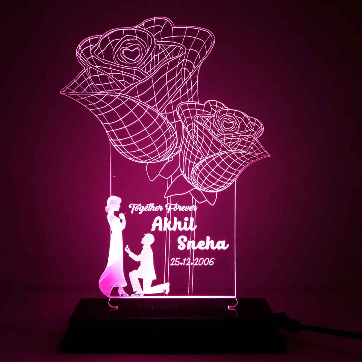 Personalised Rose Led 3D illusion LED lamp