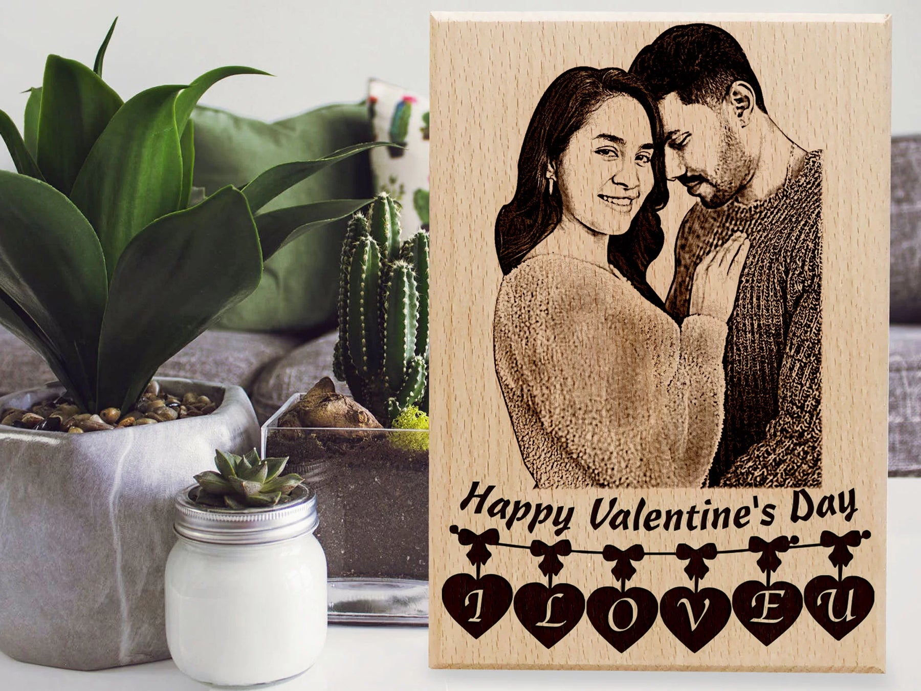 Valentine's Day Special Gifts Customised Engraved Photo Plaque Wood