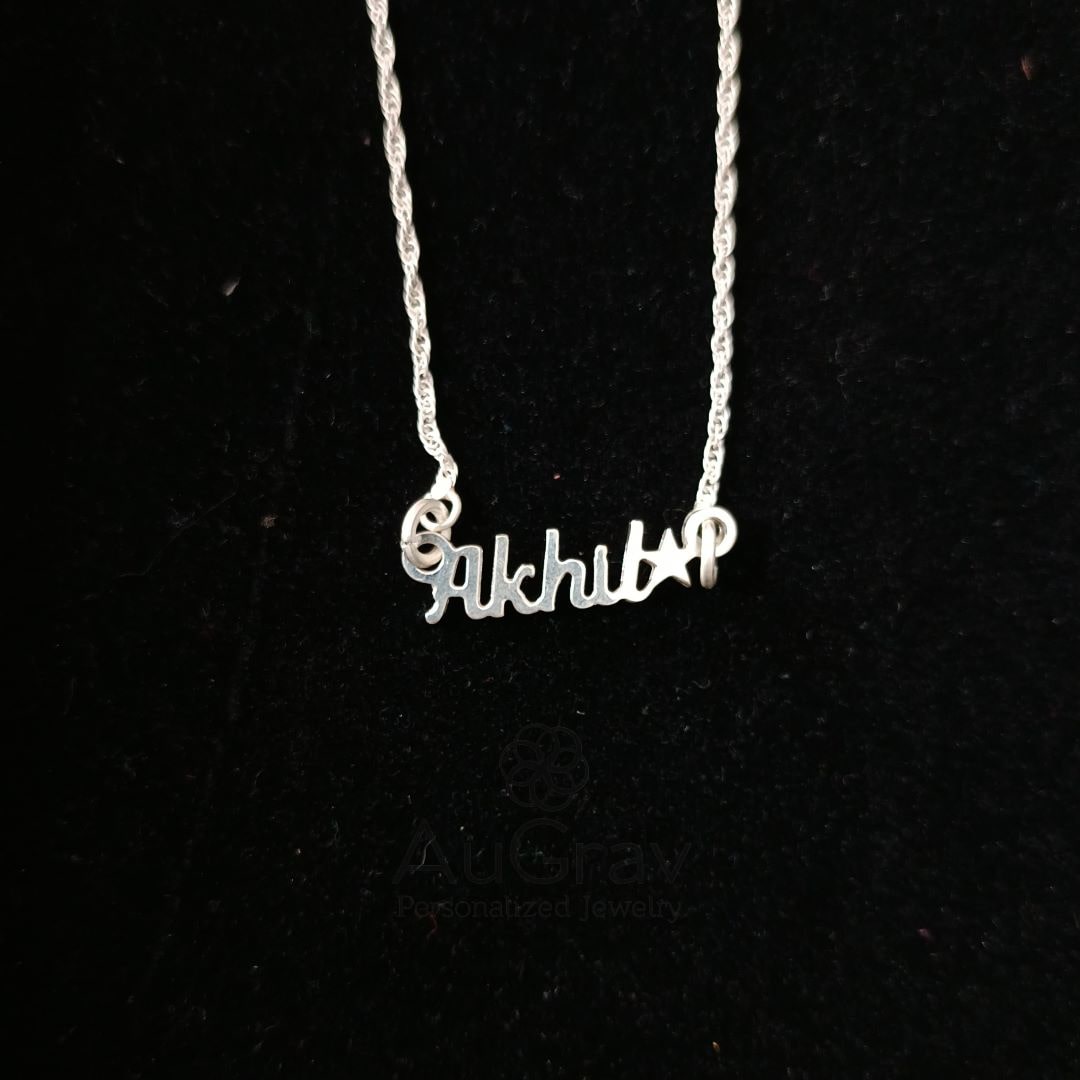 Personalized Silver Name Pendant - Star