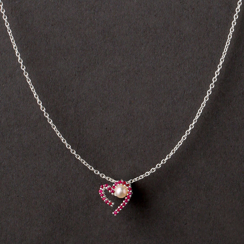 Pearl & Ruby Heart Necklace-2