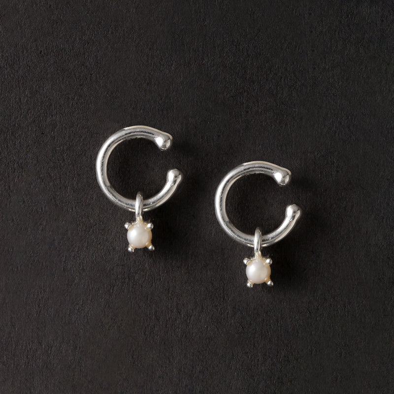 French Arc Pearl Heart Back Hanging Earrings – Bling Little Thing