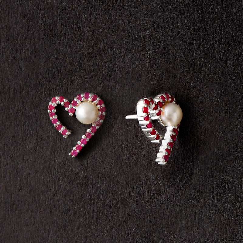 Pearl & Ruby Heart Earrings-2