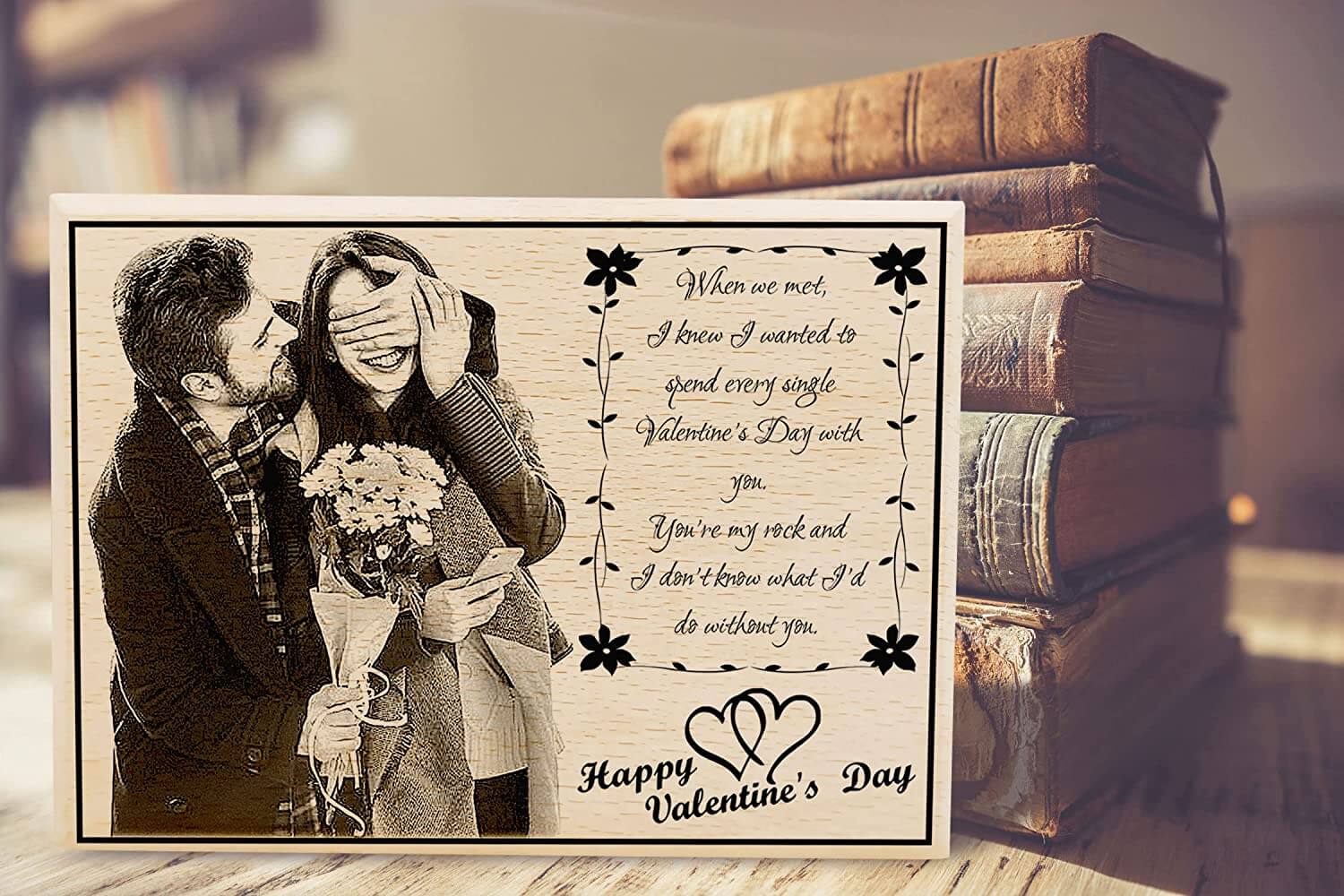 Valentine's Day Special Gifts Customised Engraved Photo Plaque Wood