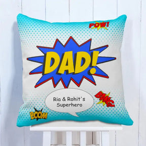 Personalised Superhero Dad Printed Cushion