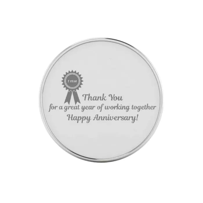 One Year Work Anniversary Silver Coins