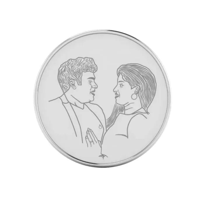 Cute Love Photo Engraved Silver Coin